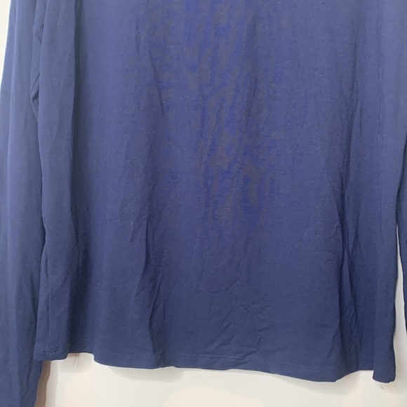 Eileen Fisher | Midnight Blue Stretch Viscose Long Sleeve Round Neck Top Shirt S - Picture 11 of 12